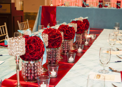 Teal and Red Wedding